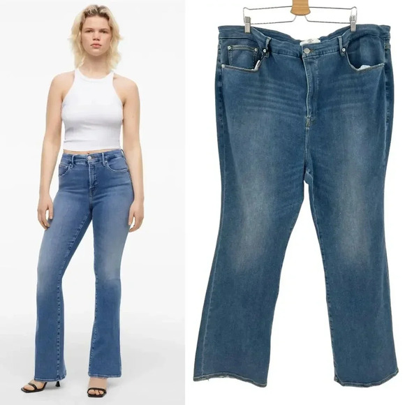 Good American x Zara Classic Bootcut Jeans Medium Wash Plus Size 30 - Picture 1 of 15